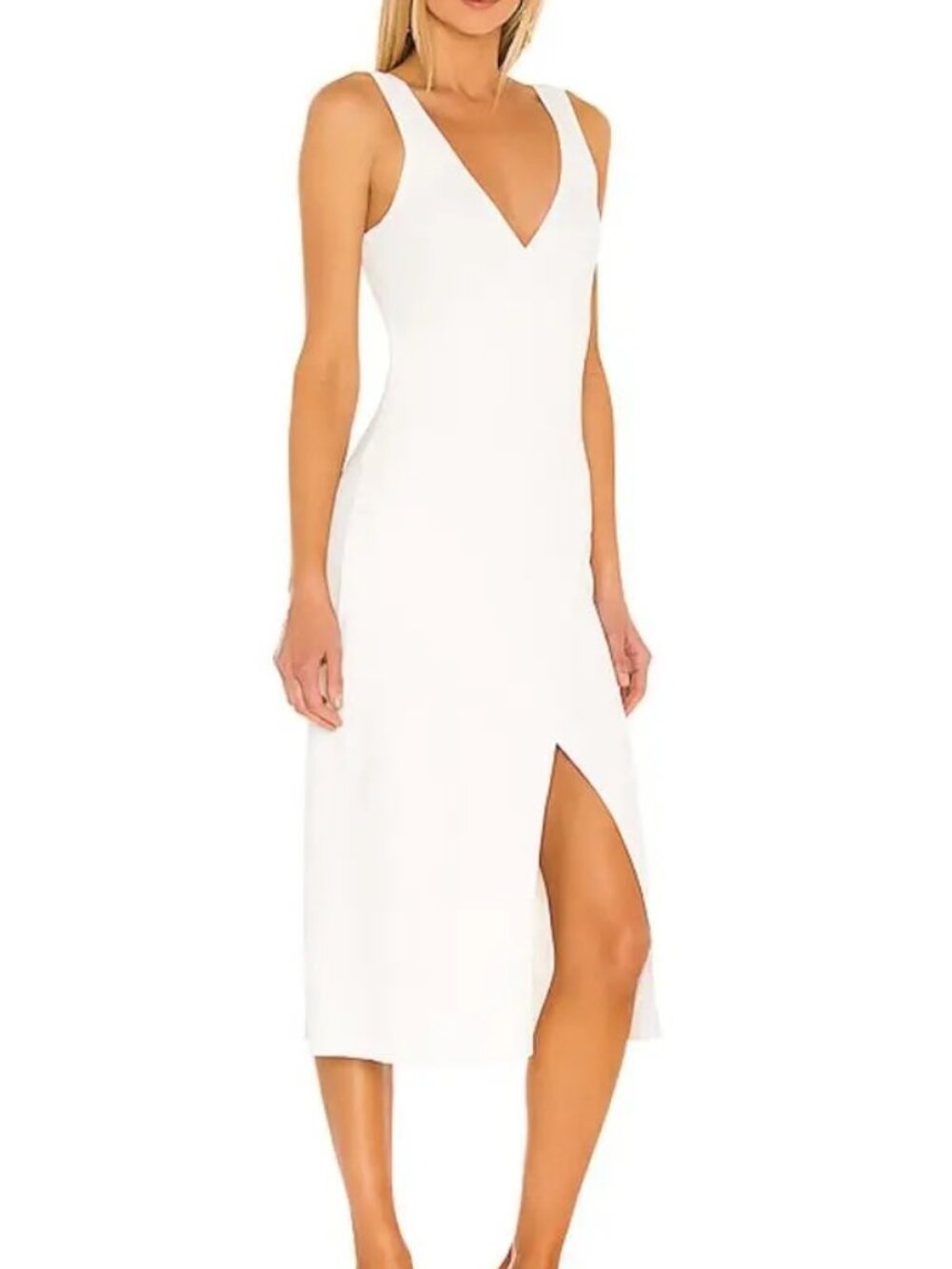 JONATHAN SIMKHAI ~DEEP RIB WRAP DRESS SLEEVELESS in WHITE Sz MED NWT $425